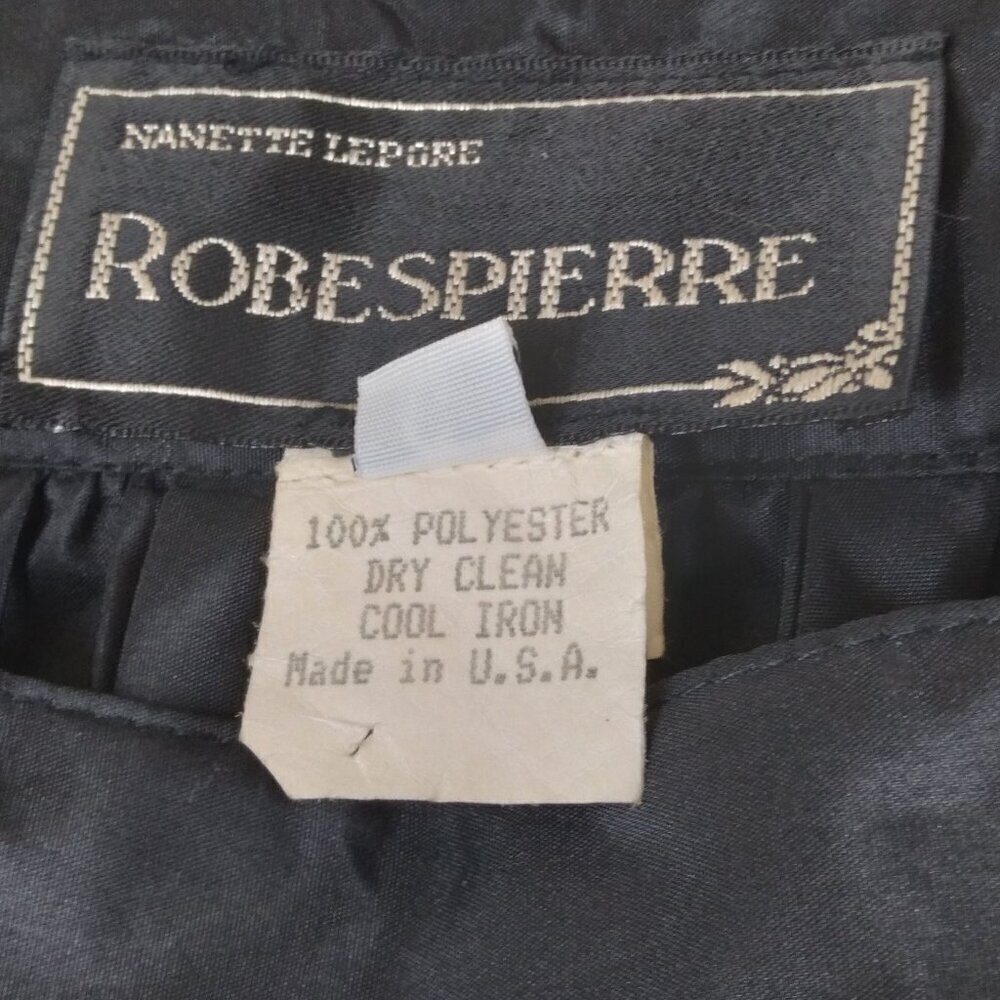 Nanette Lepore Black Satin (Poly) Accordion Pleated Skater Skirt Vintage Sz 6/S - Picture 5 of 6